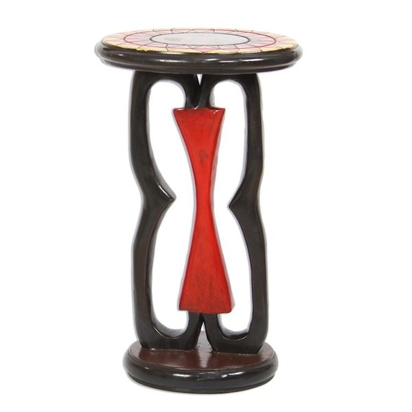 Alternate image for Adinkra-Themed Sese Wood Accent Table from Ghana Nkonsonkonson Pride