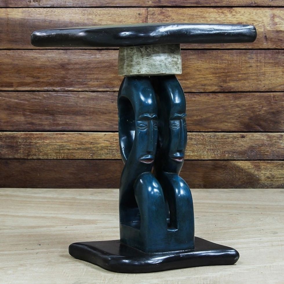 Family-Themed Wood Accent Table from Ghana 'Happy Family'