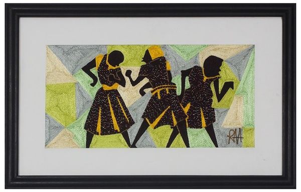 Alternate image for Handmade Dance-Themed Silk Wall Art from Ghana Geometric Dance