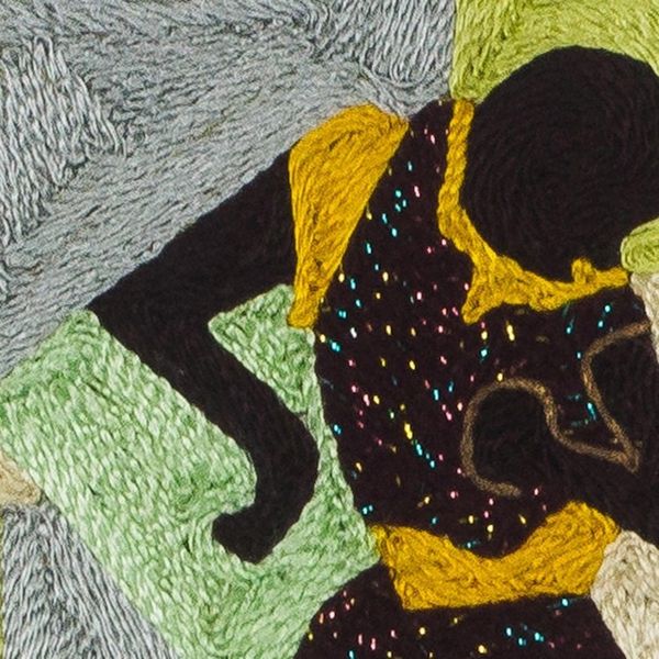Alternate image for Handmade Dance-Themed Silk Wall Art from Ghana Geometric Dance