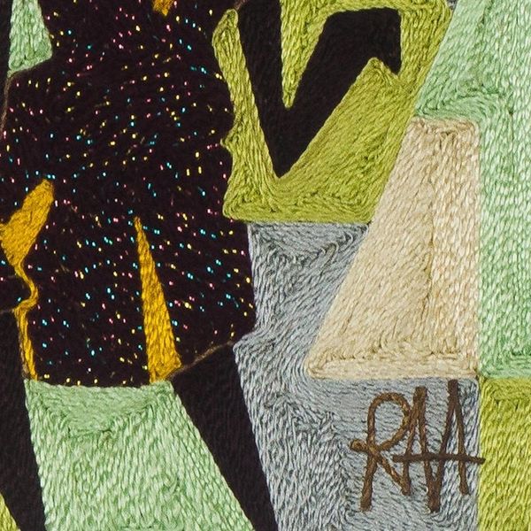 Alternate image for Handmade Dance-Themed Silk Wall Art from Ghana Geometric Dance