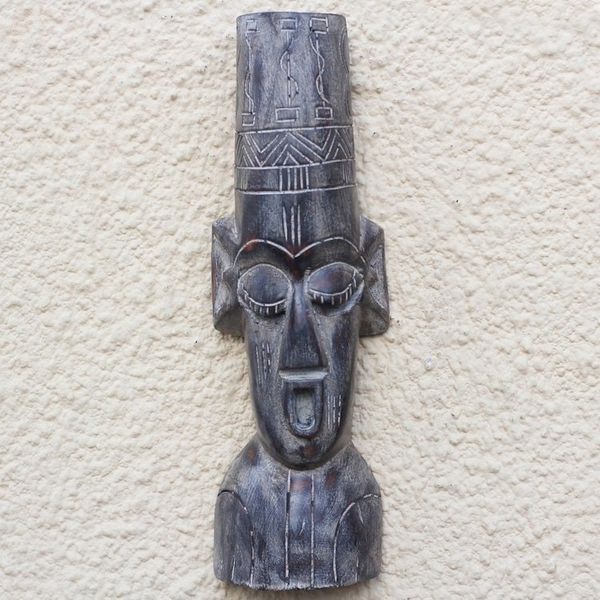 Alternate image for Hand-Carved African Wood Bust Mask from Ghana African Bust