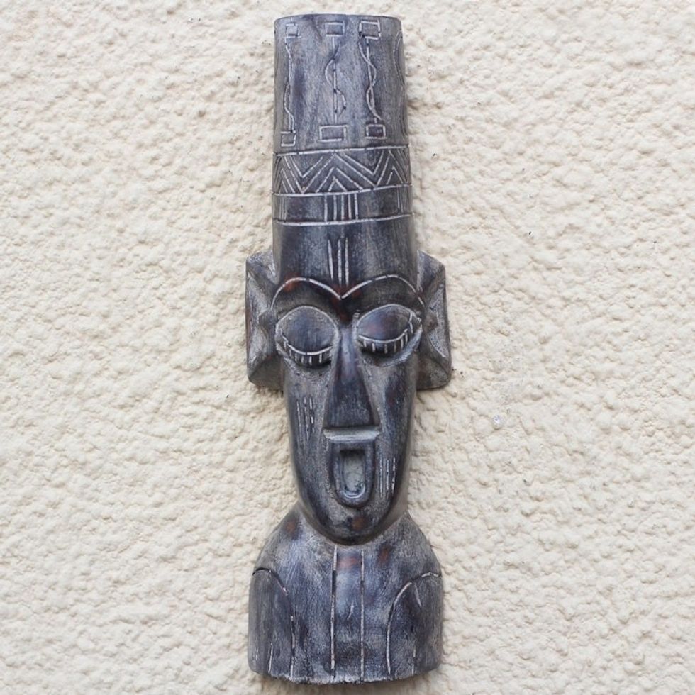 Hand-Carved African Wood Bust Mask from Ghana 'African Bust'