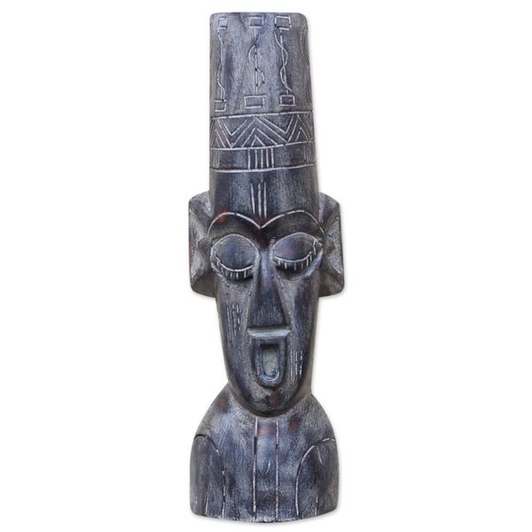 Alternate image for Hand-Carved African Wood Bust Mask from Ghana African Bust