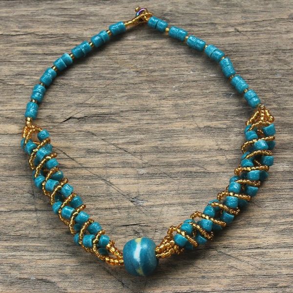 Alternate image for Recycled Glass Beaded Torsade Necklace Crafted in Ghana Glorious Twist