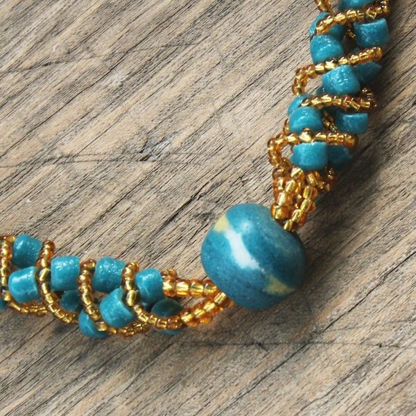 Alternate image for Recycled Glass Beaded Torsade Necklace Crafted in Ghana Glorious Twist