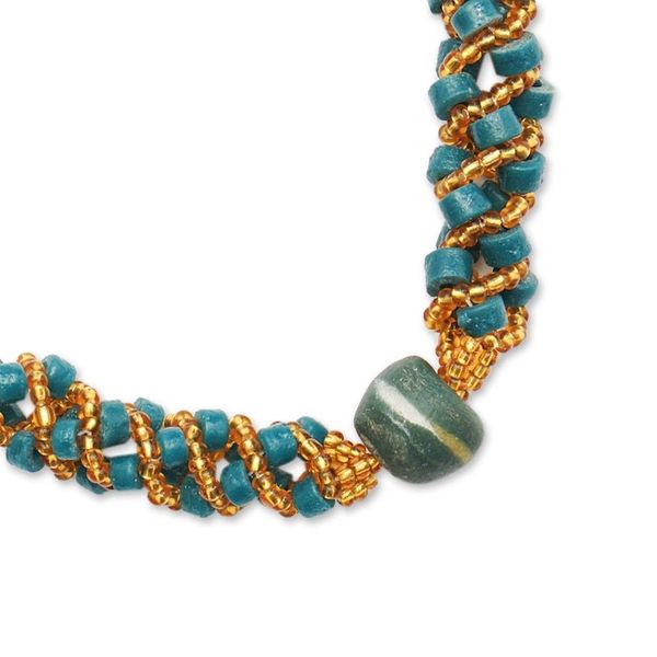Alternate image for Recycled Glass Beaded Torsade Necklace Crafted in Ghana Glorious Twist