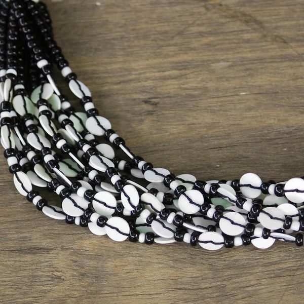 Alternate image for Black and White Ghanaian Necklace of Recycled Beads White Ghanaian Thank You
