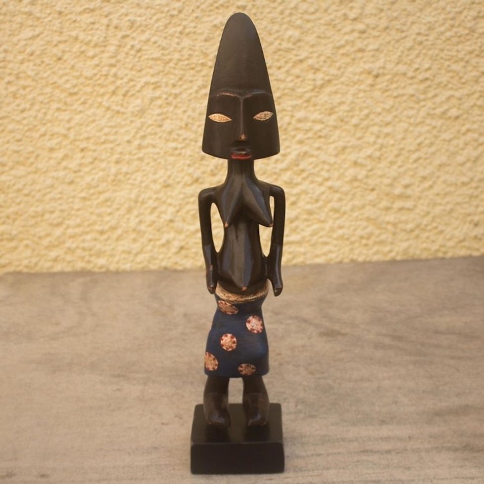 Hand Carved Sese Wood Statuette 'All is Well'
