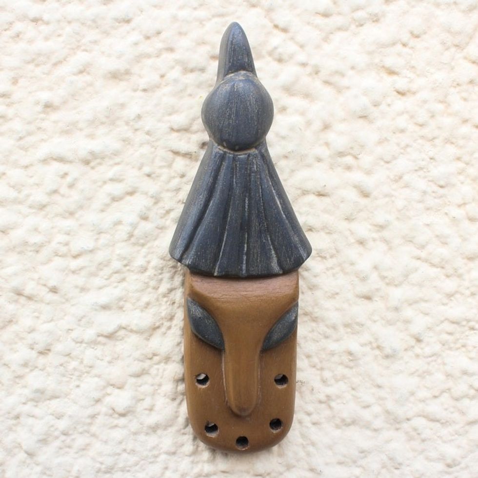 Hand Carved African Ofram Wood Mask 'The Hut'