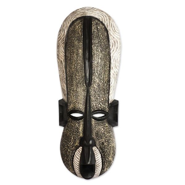 Alternate image for African Wood Mask in Grey Crafted in Ghana Merciful Face