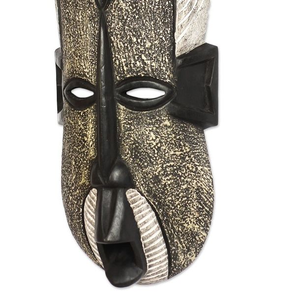 Alternate image for African Wood Mask in Grey Crafted in Ghana Merciful Face