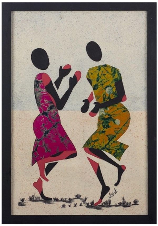 Alternate image for Framed Batik Cotton Oil Painting Ampe