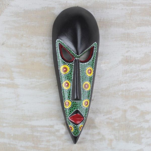 Alternate image for African Mask in Green Handcrafted in Ghana Color of Pride