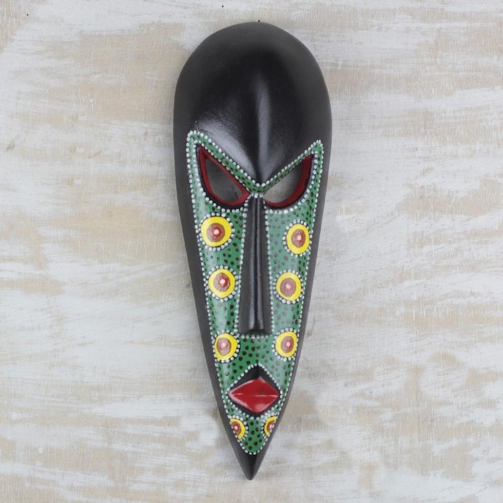 African Mask in Green Handcrafted in Ghana 'Color of Pride'
