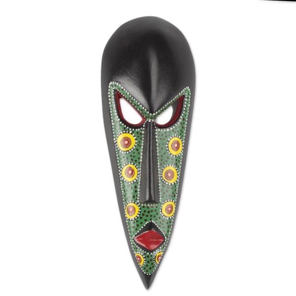 Alternate image for African Mask in Green Handcrafted in Ghana Color of Pride