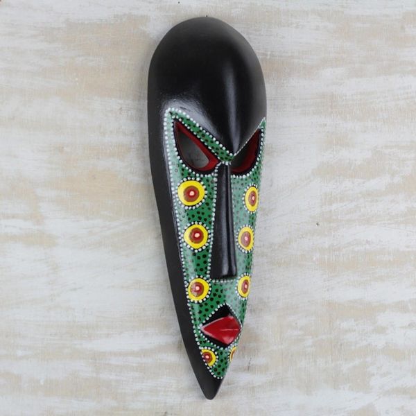 Alternate image for African Mask in Green Handcrafted in Ghana Color of Pride