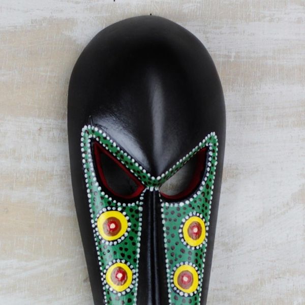 Alternate image for African Mask in Green Handcrafted in Ghana Color of Pride