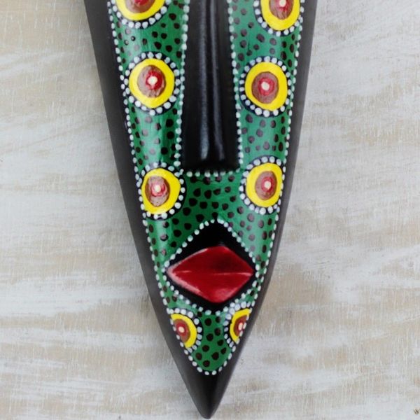 Alternate image for African Mask in Green Handcrafted in Ghana Color of Pride