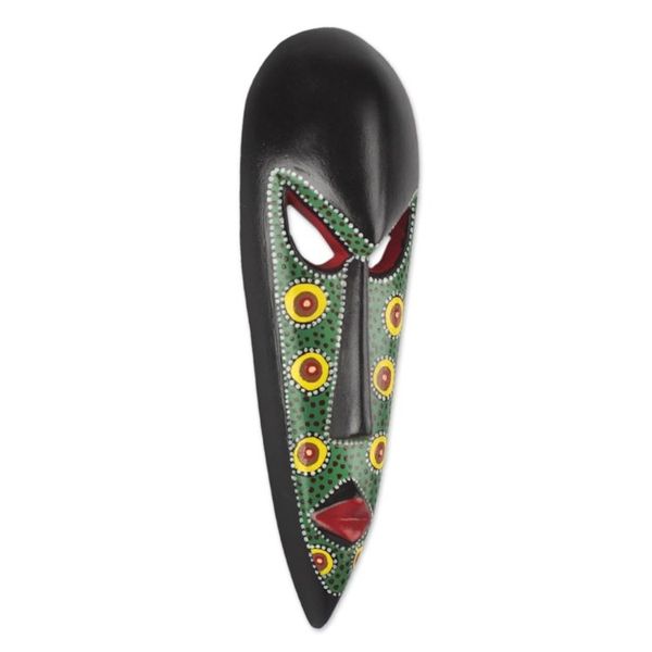 Alternate image for African Mask in Green Handcrafted in Ghana Color of Pride
