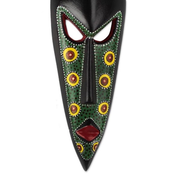 Alternate image for African Mask in Green Handcrafted in Ghana Color of Pride