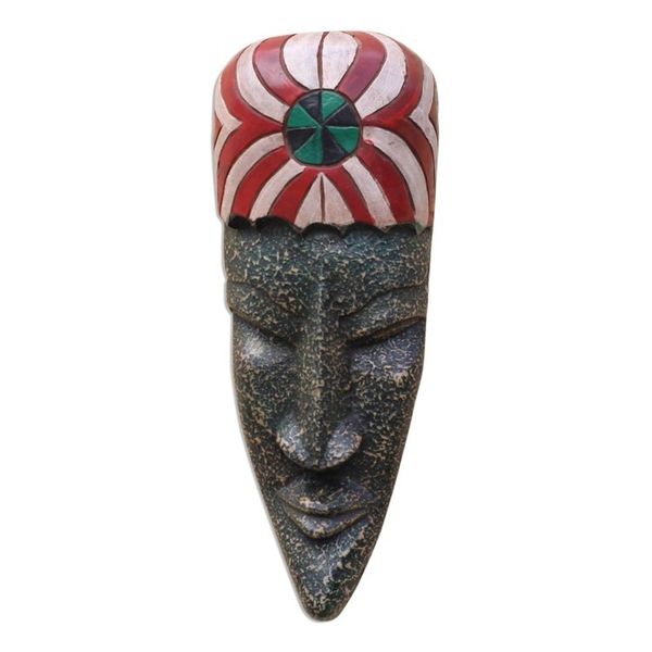 Alternate image for Textured African Wood Mask Crafted in Ghana Eyram