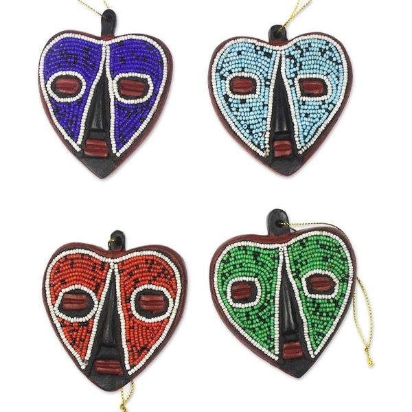 Alternate image for Heart-Shaped Sese Wood Holiday Ornaments Set of 4 Eternal Love