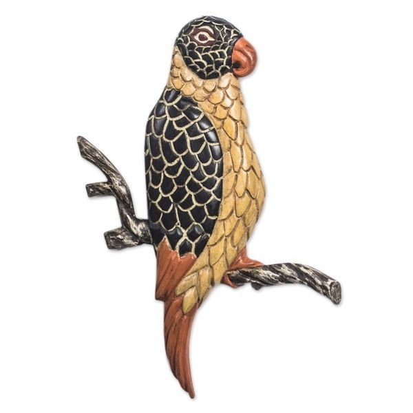 Alternate image for Sese Wood Bird Wall Sculpture from Ghana Vibrant Plumage
