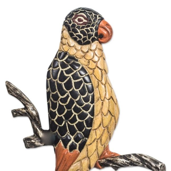 Alternate image for Sese Wood Bird Wall Sculpture from Ghana Vibrant Plumage
