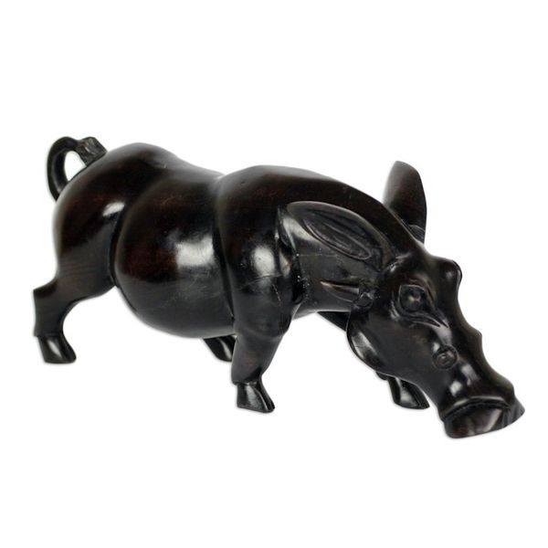 Alternate image for Ebony Wood Pig Sculpture from Ghana Bush Pig