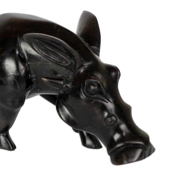 Alternate image for Ebony Wood Pig Sculpture from Ghana Bush Pig
