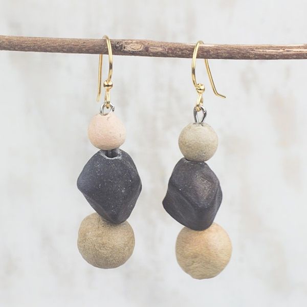 Alternate image for Handcrafted Ceramic Beaded Dangle Earrings from Ghana Artisanal Grace