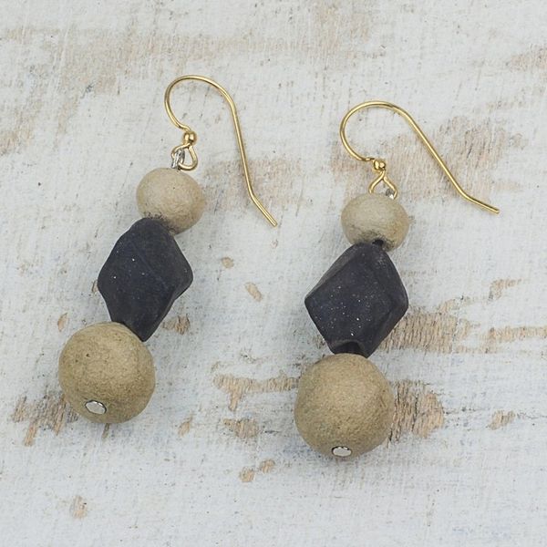 Alternate image for Handcrafted Ceramic Beaded Dangle Earrings from Ghana Artisanal Grace