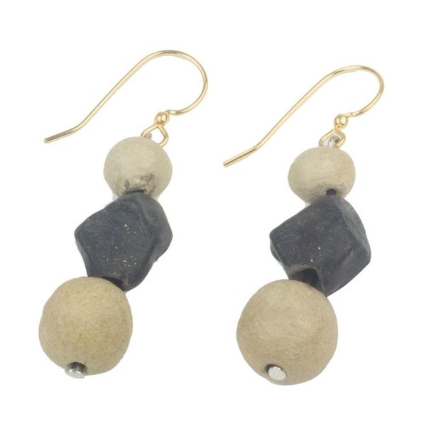 Alternate image for Handcrafted Ceramic Beaded Dangle Earrings from Ghana Artisanal Grace
