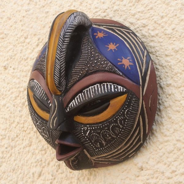 Alternate image for Hand Carved Sese Wood and Aluminum Plated Mask Special Forces