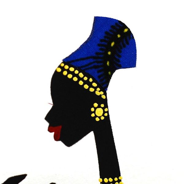Alternate image for Signed Mixed Media Painting of an African Mother in Blue Baby Kaa Fo II