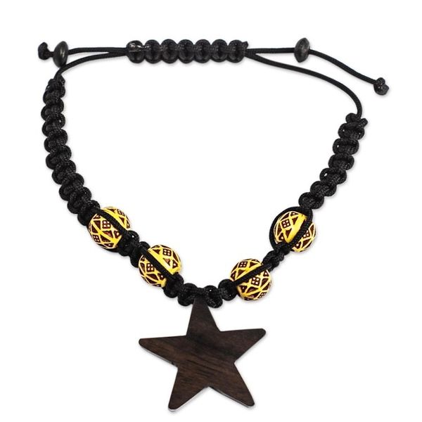 Alternate image for Artisan Crafted Ebony Wood Star-Motif Charm Bracelet Fading Star