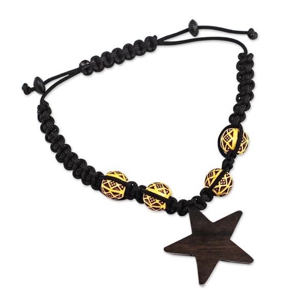 Alternate image for Artisan Crafted Ebony Wood Star-Motif Charm Bracelet Fading Star