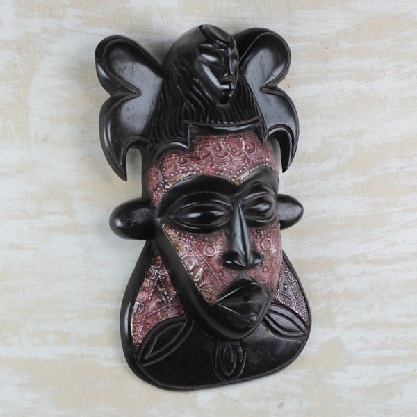 Alternate image for Sese Wood and Aluminum African Mask from Ghana Bold King