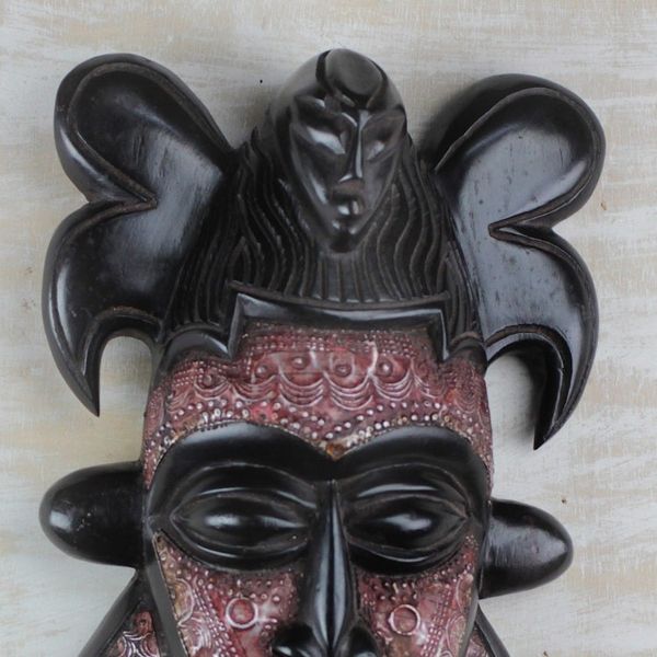 Alternate image for Sese Wood and Aluminum African Mask from Ghana Bold King