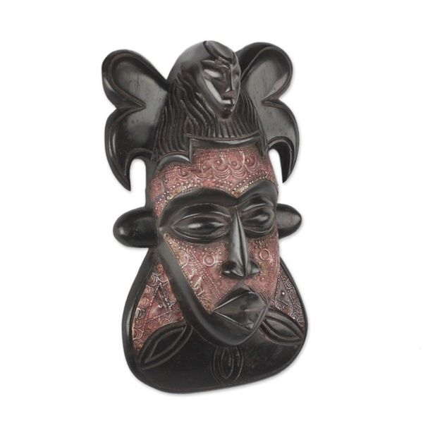 Alternate image for Sese Wood and Aluminum African Mask from Ghana Bold King