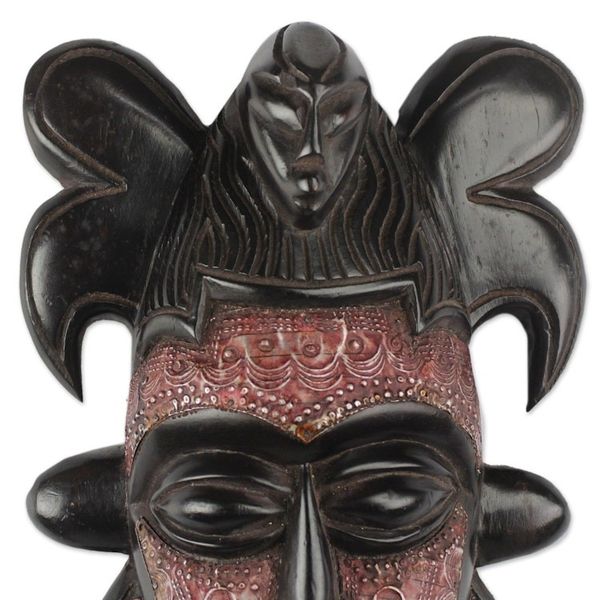 Alternate image for Sese Wood and Aluminum African Mask from Ghana Bold King
