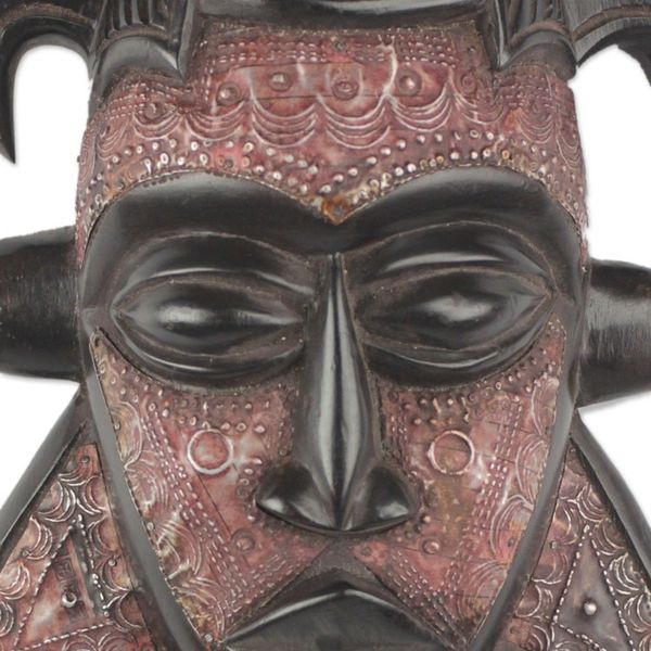 Alternate image for Sese Wood and Aluminum African Mask from Ghana Bold King
