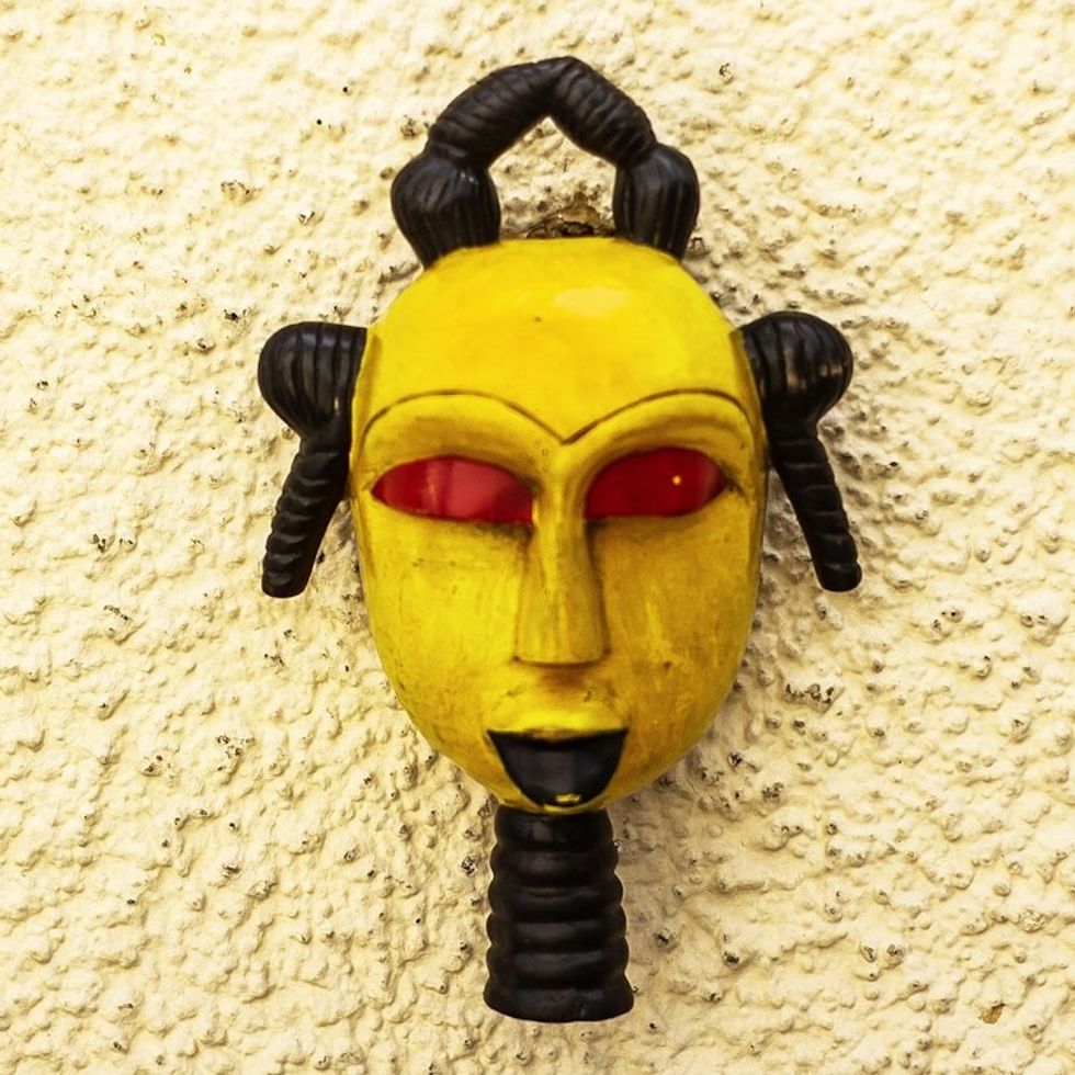 Artisan Crafted Sese Wood African Mask 'Afoyea'