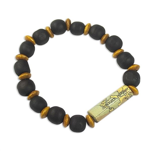 Alternate image for Unisex Sese Wood Bracelet with Recycled World Map Bead 180 Days