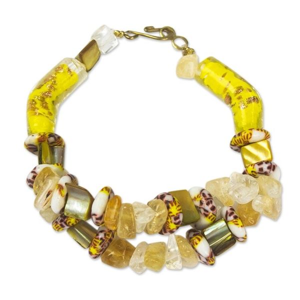 Alternate image for Agate and Recycled Glass Bead Bracelet Nuku