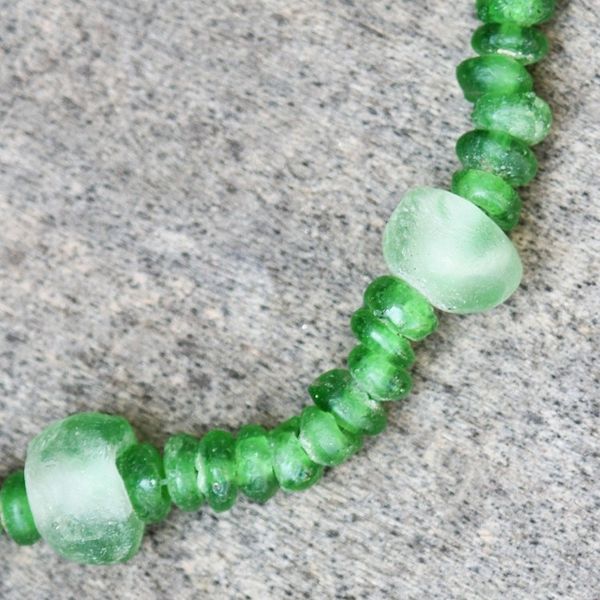 Alternate image for Green Recycled Glass Beaded Necklace from Ghana Obaapa Green