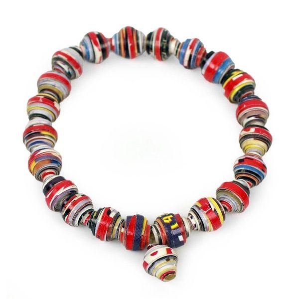 Image for Handmade Bracelet with Multicolor Recycled Paper Beads Love Affair