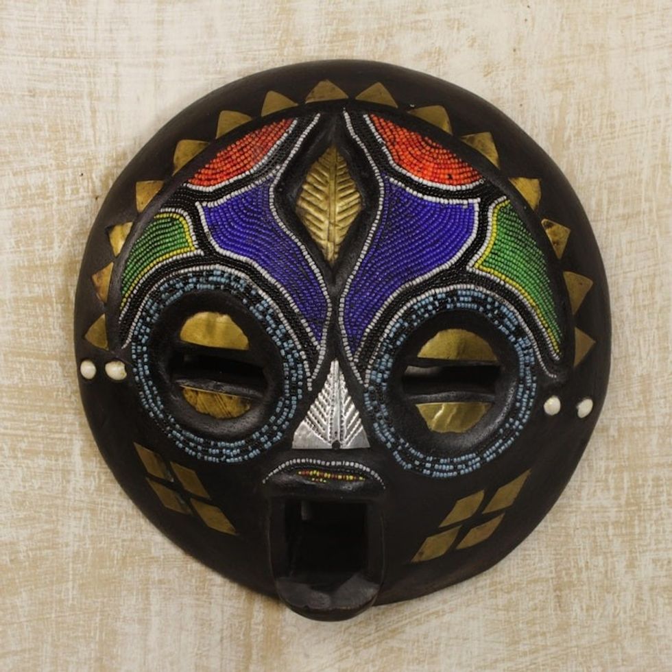 Hand Beaded Wood Mask 'My Bride'