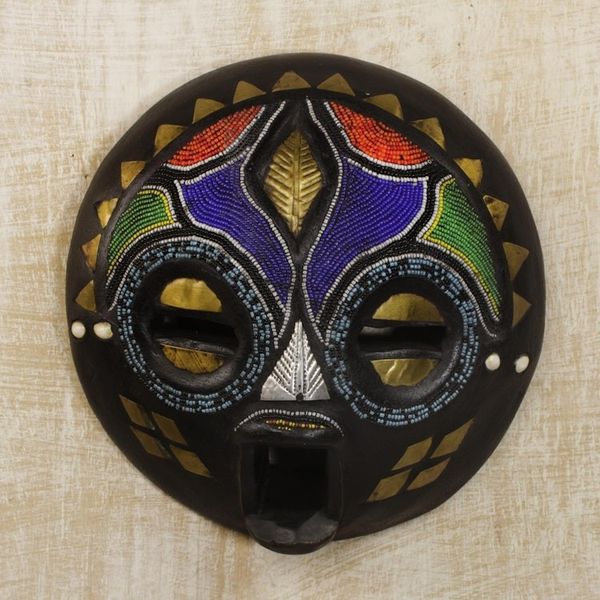 Alternate image for Hand Beaded Wood Mask My Bride